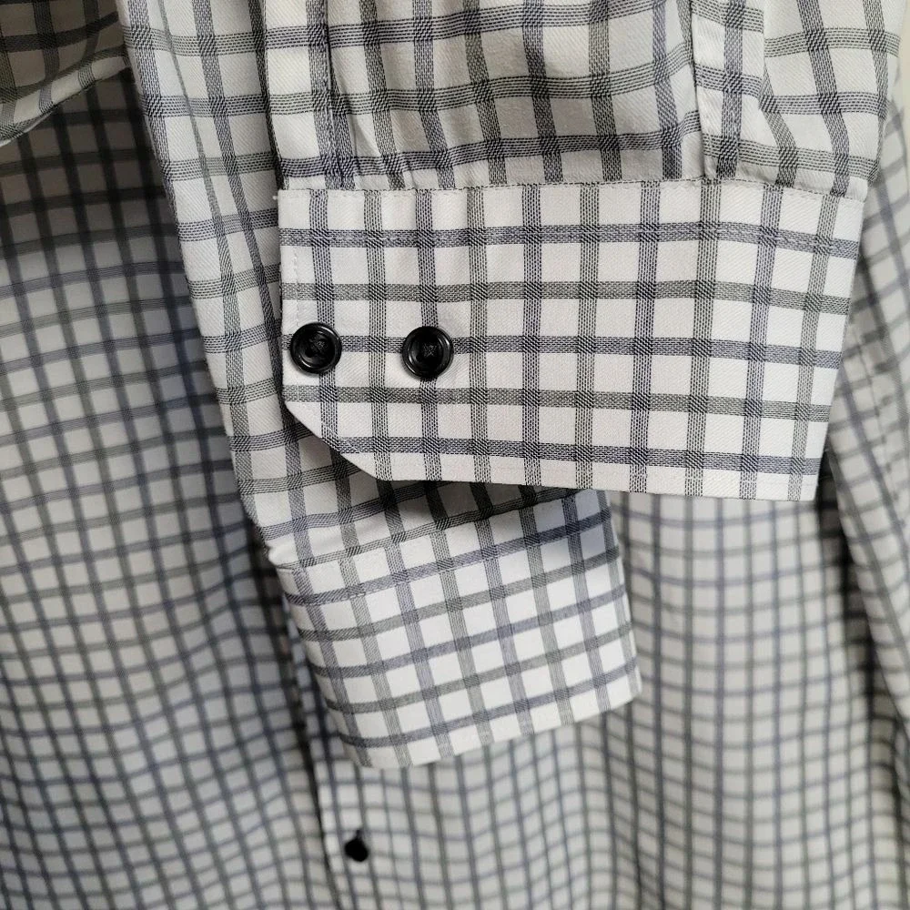JBH By Jhane Barnes Slim Fit Check Long Sleeve Button Down Collar Shirt Large‎